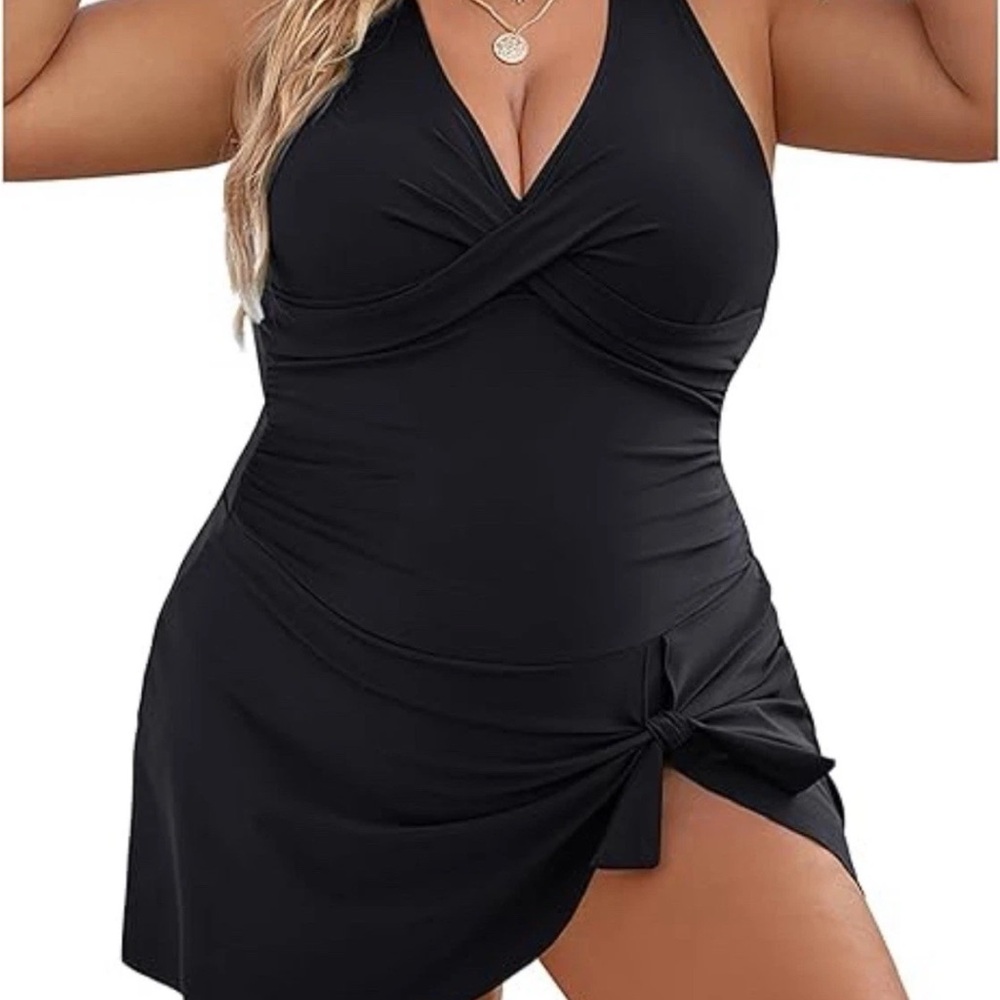 Blooming Jelly Black Swim Dress |  One-Piece | Tummy Control & Modest Fit